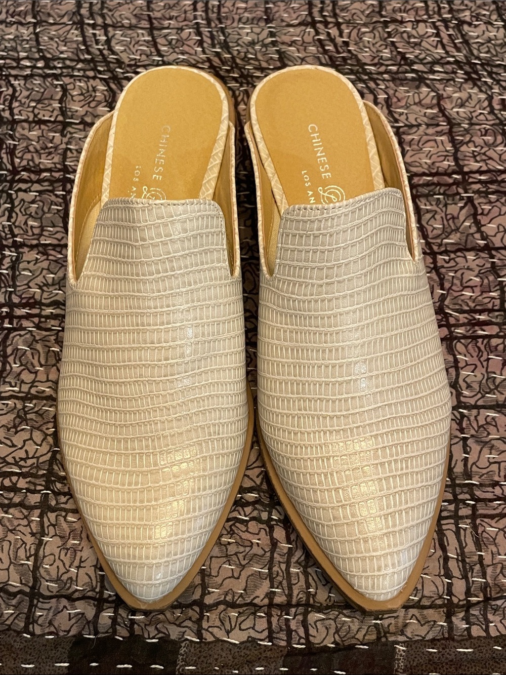 Chinese Laundry Marnie Lizard-Embossed Slip-On Mules